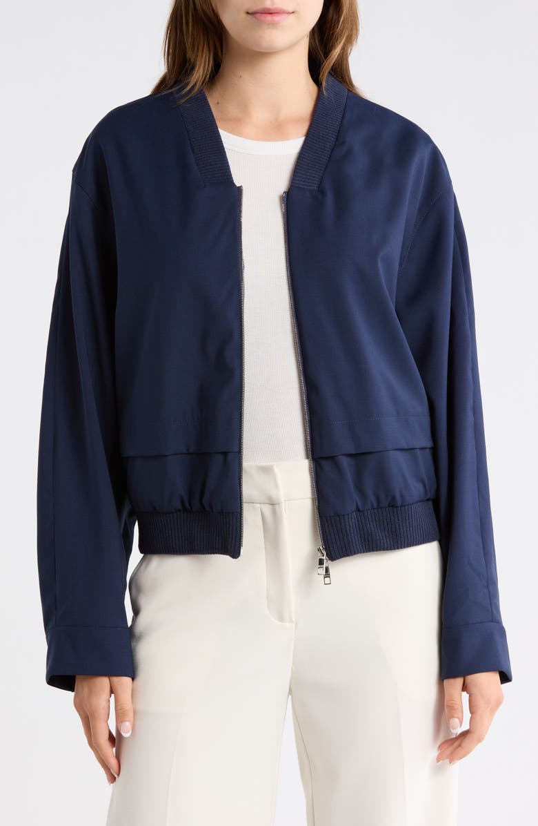 BOSS Jirian Virgin Wool Bomber, Main, color, Dark Blue