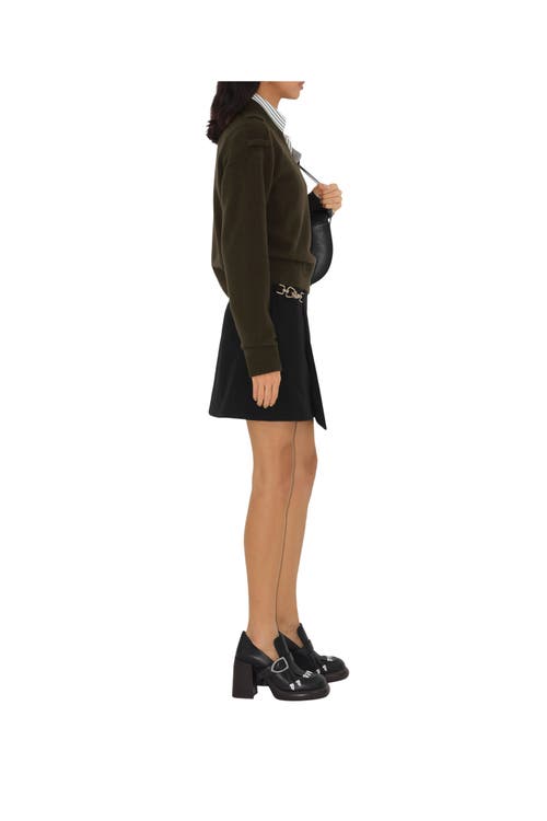 Burberry Mini Wool Skirt With Horse Clip In Black