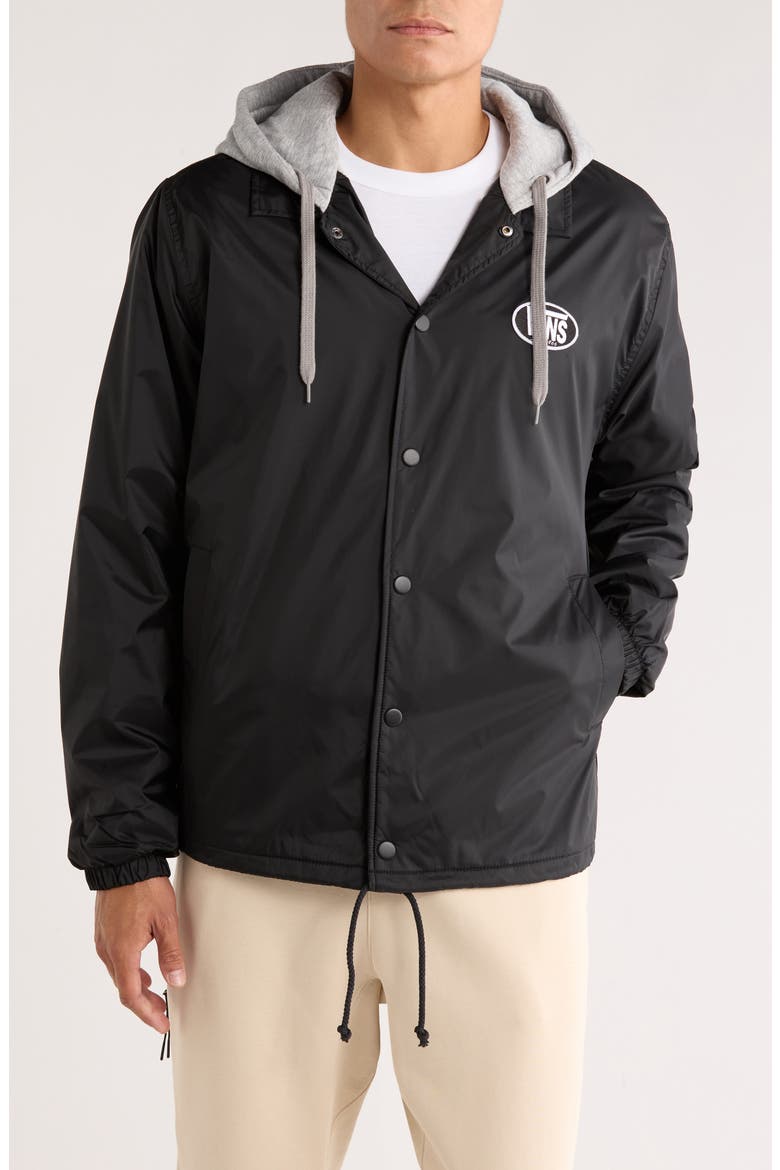 Riley Hooded Coach's Jacket, Alternate, color, BLACK