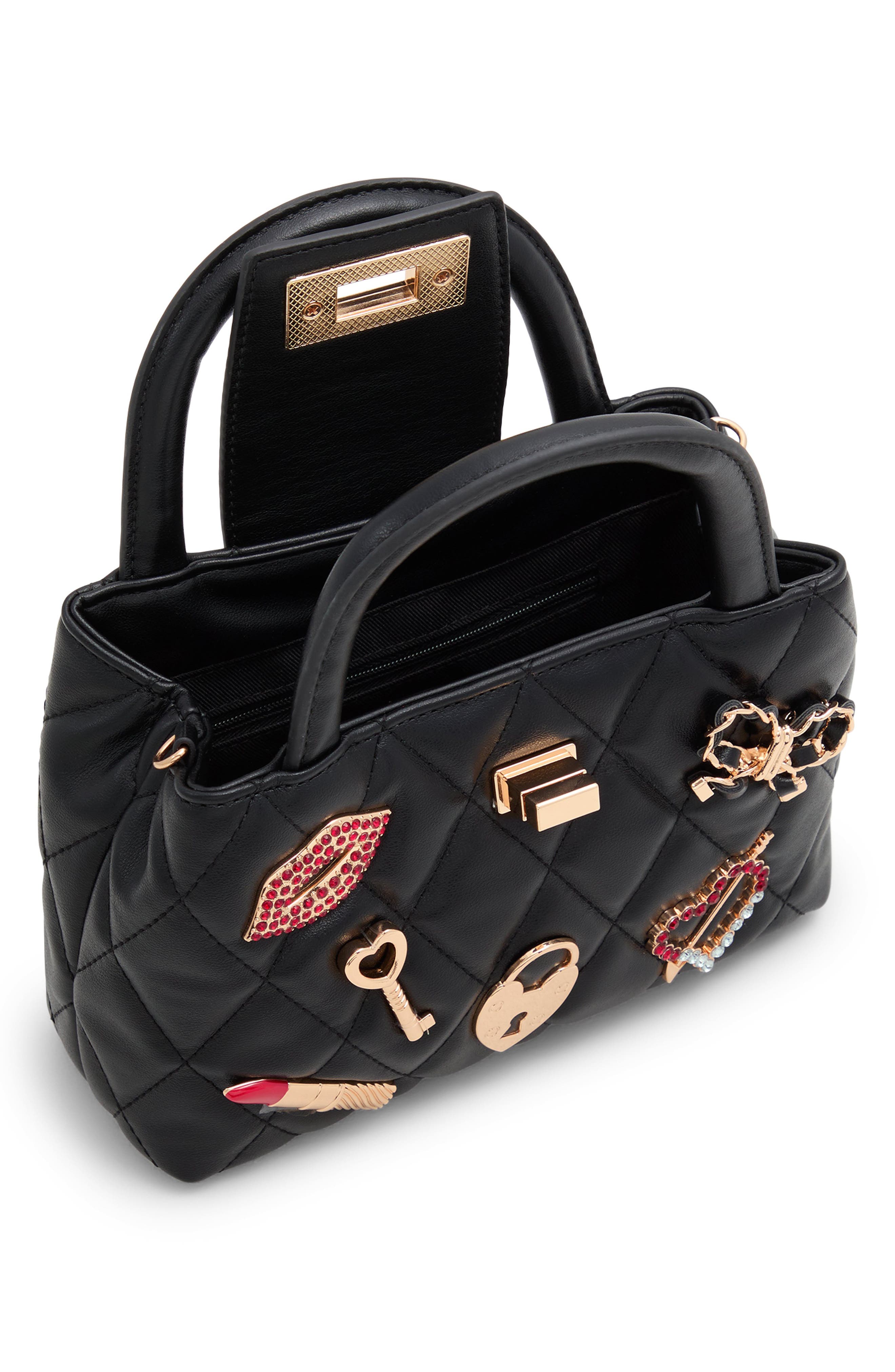 ALDO Firstkisssx Diamond Quilted Faux Leather Satchel, Alternate, color, 