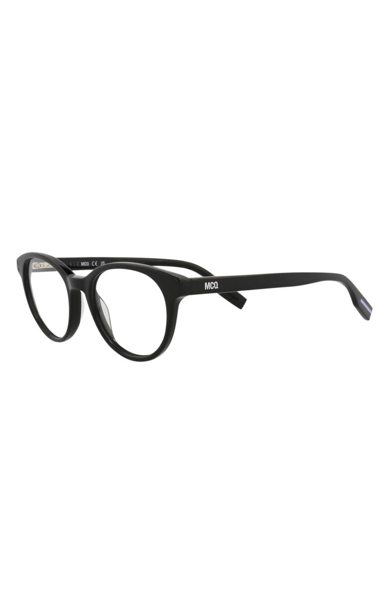 McQueen 47mm Oval Optical Glasses, Alternate, color, Black Black Transparent