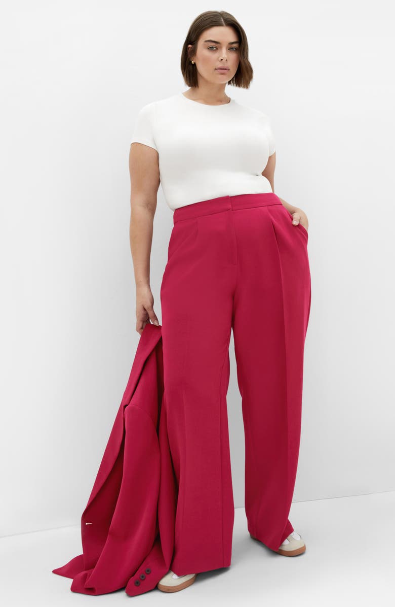 City Chic Alexis High Waist Wide Leg Pants, Alternate, color, Deep Rose