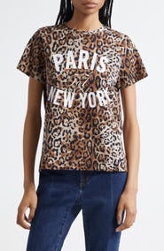 Cinq à Sept Leopard Paris NY Graphic T-Shirt