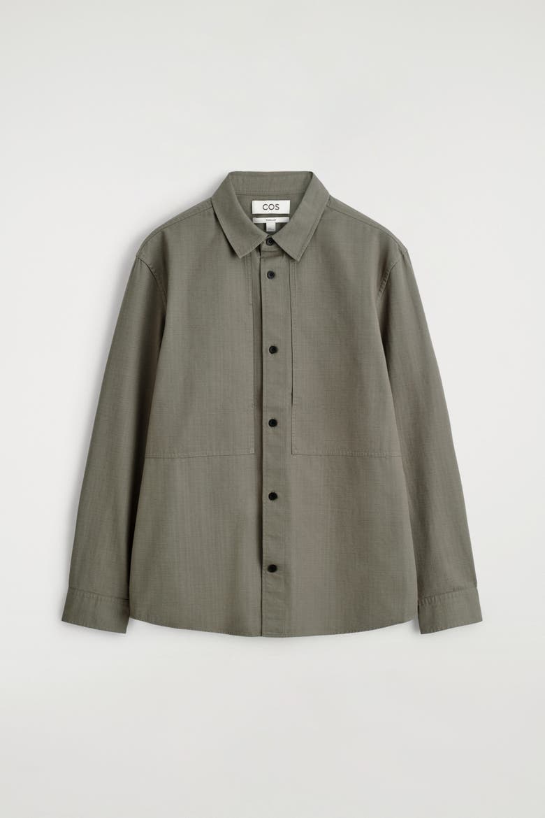 Pocket-detail Cotton Shirt, Alternate, color, DARK KHAKI