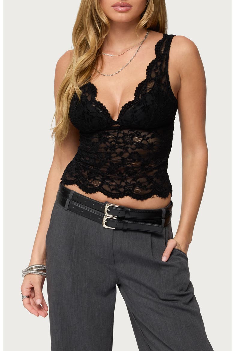 Araura Velvet Floral Sheer Crop Tank, Main, color, BLACK