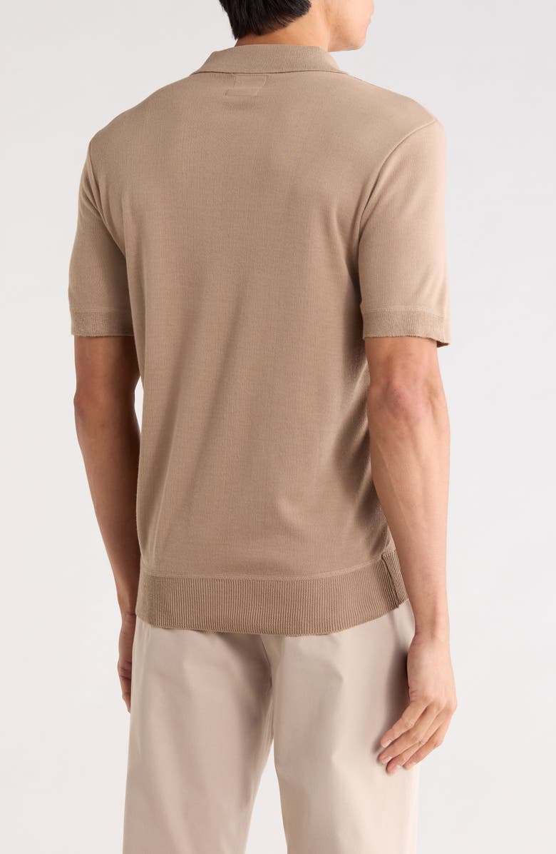 TOM BAINE Half Zip Knit Polo Sweater, Alternate, color, Tan