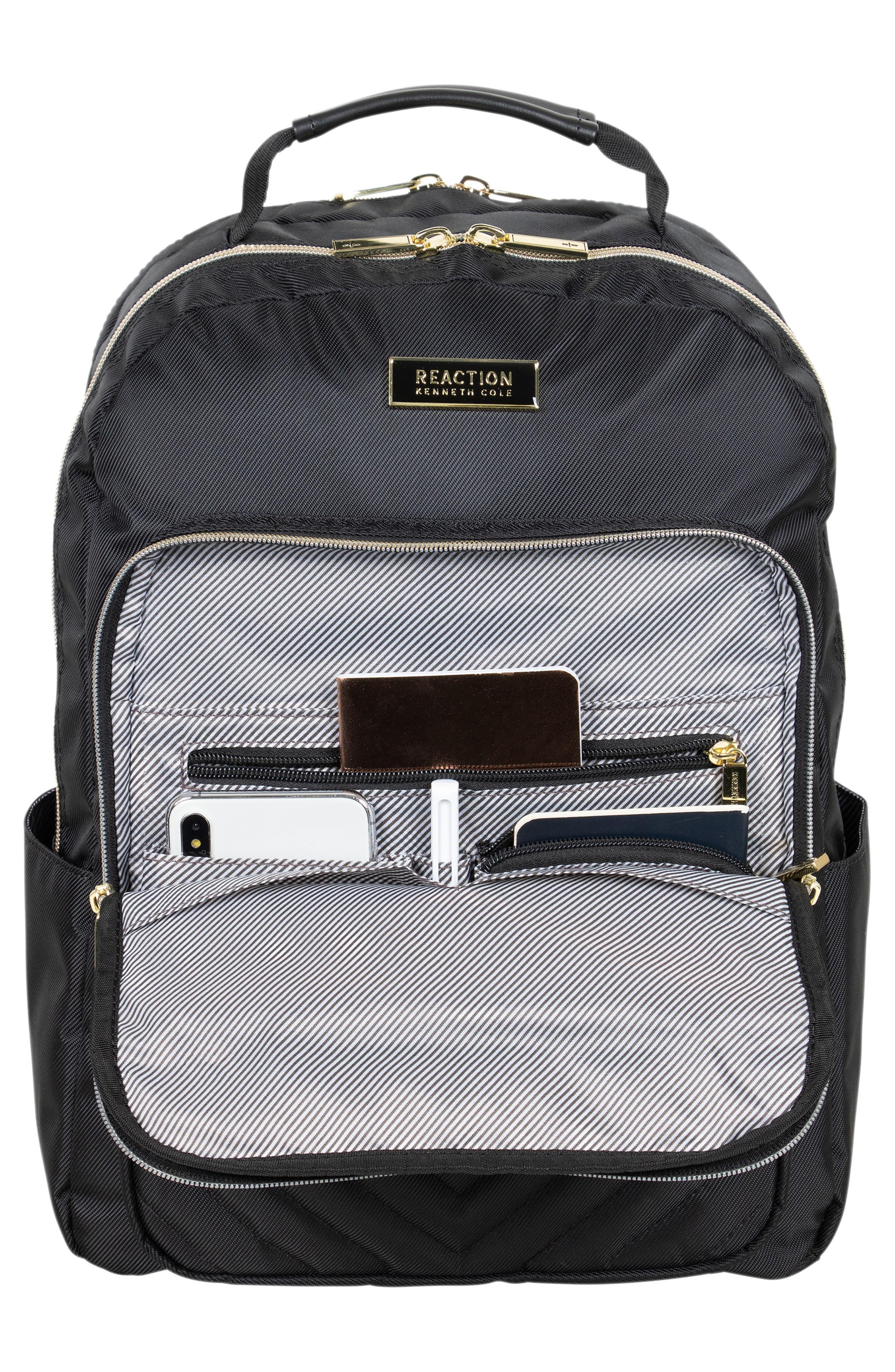 Kenneth Cole Reaction Chelsea Chevron Quilted Backpack, Alternate, color, Black