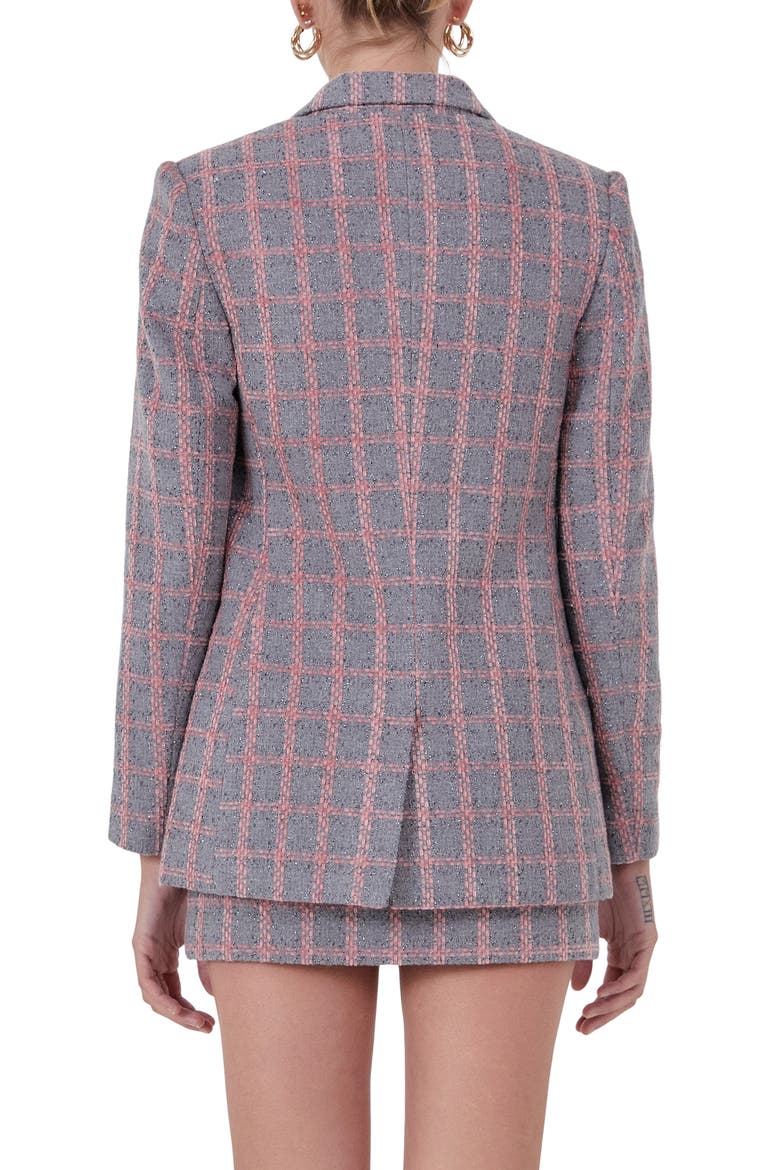 Plaid Tweed Blazer, Alternate, color, GREY
