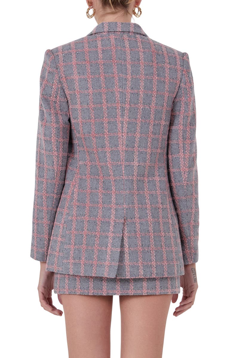 Endless Rose Plaid Tweed Blazer, Alternate, color,