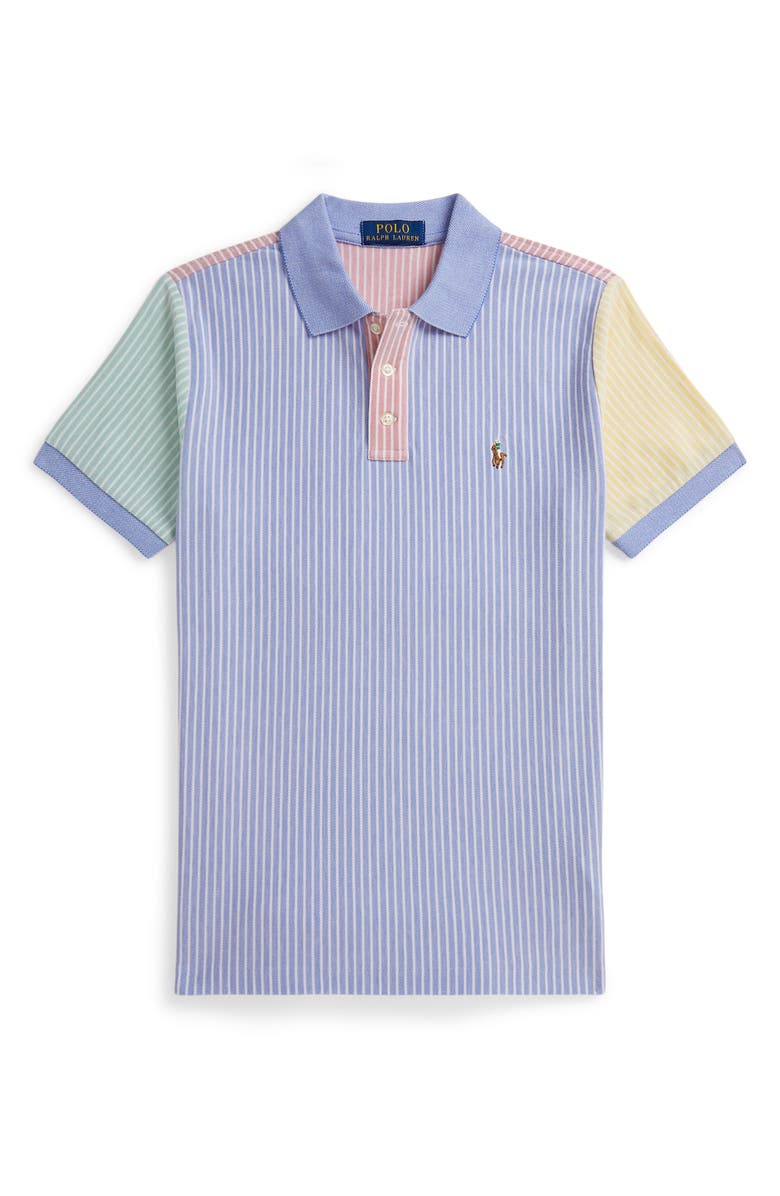 Polo Ralph Lauren Kids' Mismatched Stripe Cotton Piqué Polo, Main, color, Harbor Island Blue Multi