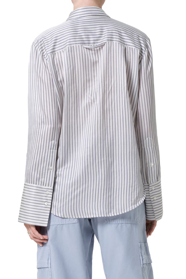Camilia Cotton & Silk Button-Up Shirt, Alternate, color, MIRADA STRIPE