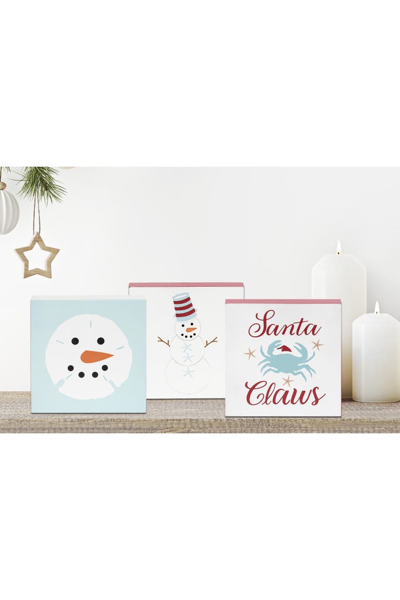 Coastal Christmas Shelf Sitter Blocks Set of 3, Alternate, color, White