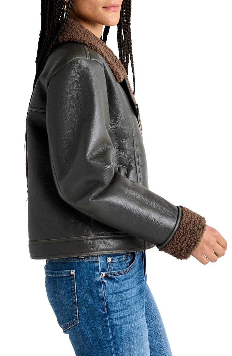 Splendid Romy Faux Leather Jacket with Faux Shearling Trim, Alternate, color,