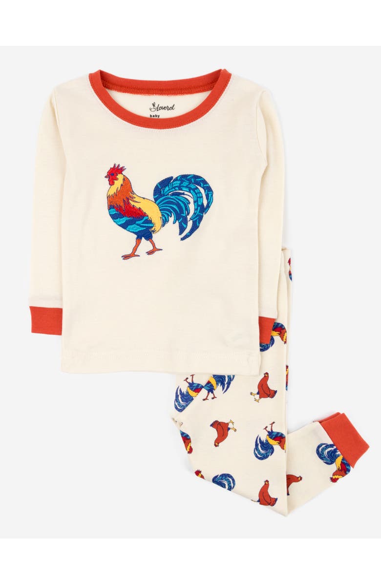 Leveret Cotton Two-Piece Printed Pajamas, Animals & Characters, Main, color, Rooster Light Yellow