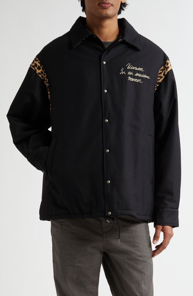 VISVIM Embroidered Linen & Cotton Coach's Jacket, Main, color, Black