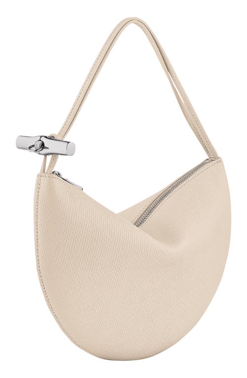 Longchamp Le Roseau Leather Wristlet Clutch In White