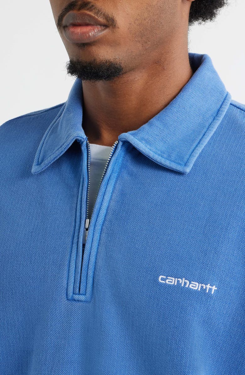 Carhartt Work In Progress Cotton Piqué Quarter Zip Pullover, Alternate, color, Wolfsbane / White Garment Dyed