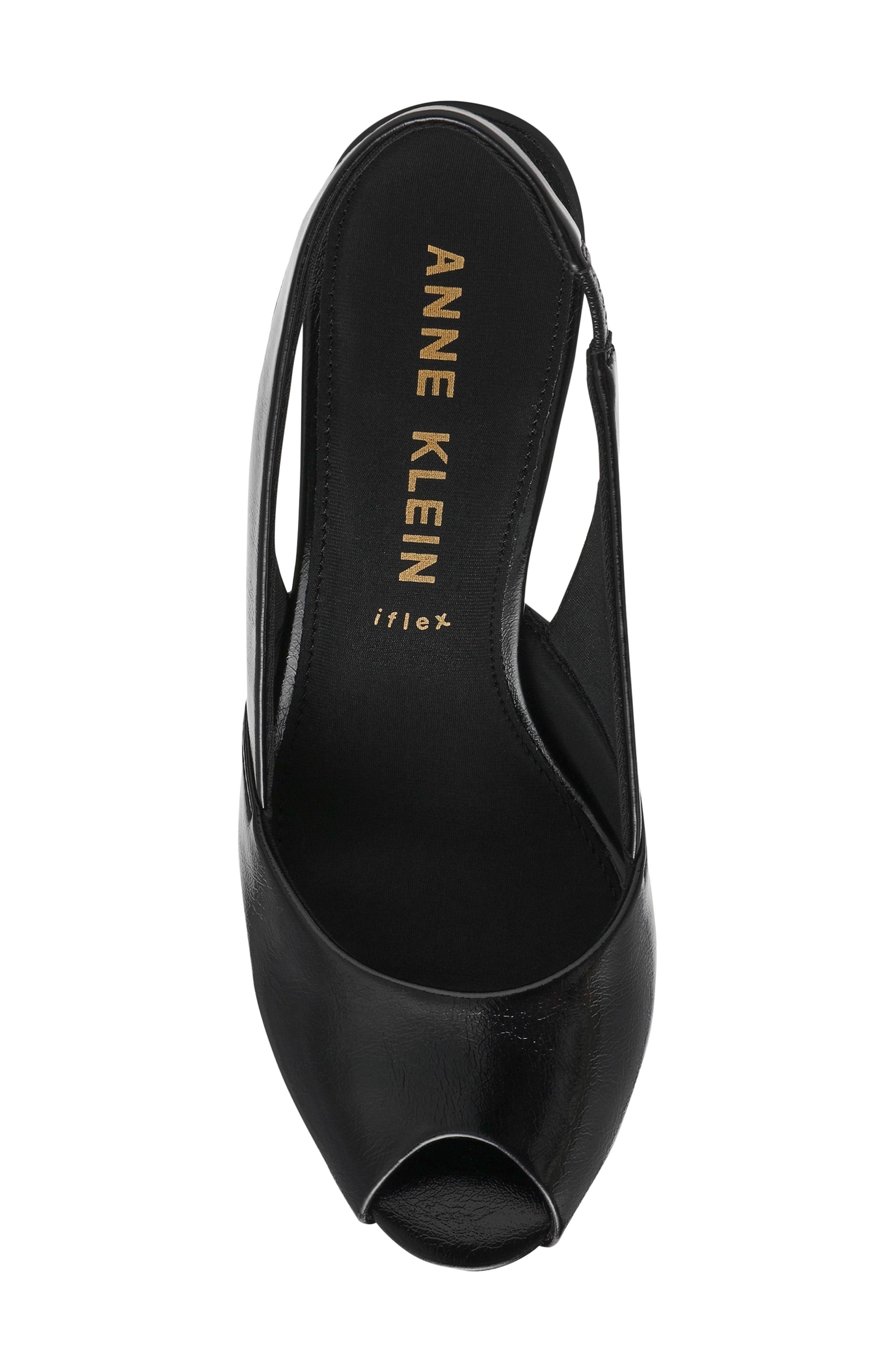 Anne Klein Jovi Slingback Peep Toe Pump, Alternate, color, Black Crinkle