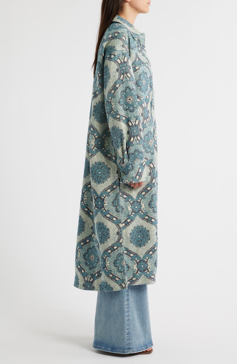 Free People Brick Lane Jacquard Long Sleeve Shirt Jacket, Alternate, color, Blue Combo