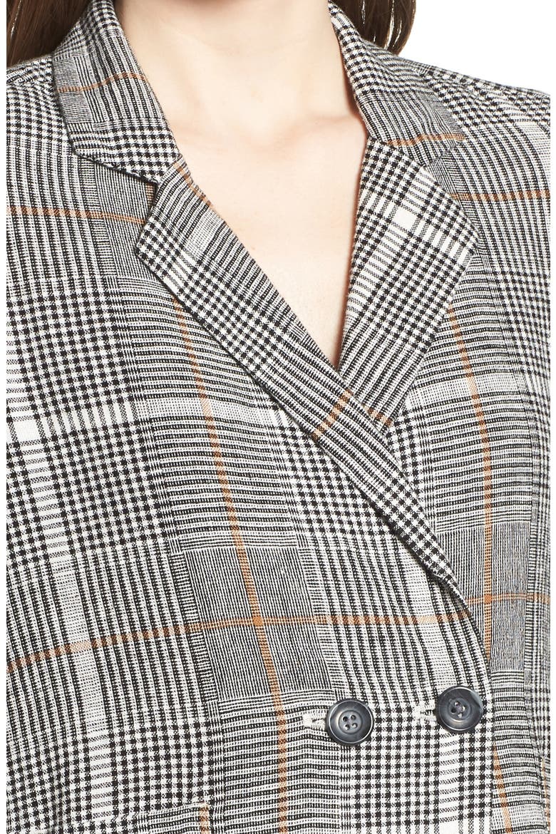Plaid Linen Blend Blazer, Alternate, color, BLACK REMINGTON PLAID
