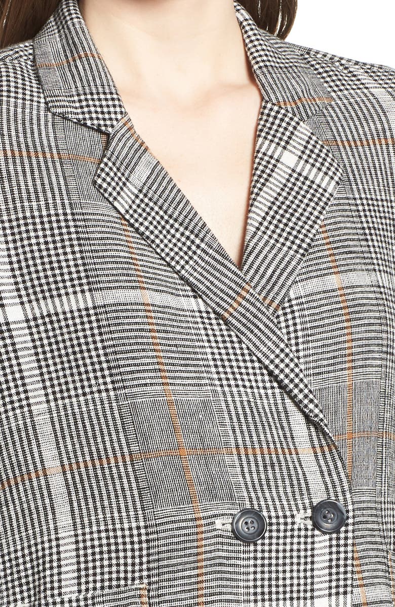 BP. Plaid Linen Blend Blazer, Alternate, color, 