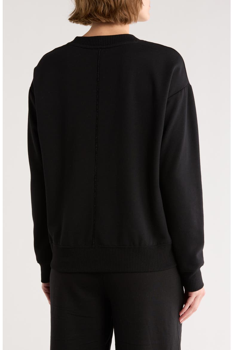 Velvet Trim Sweater, Alternate, color, BLACK