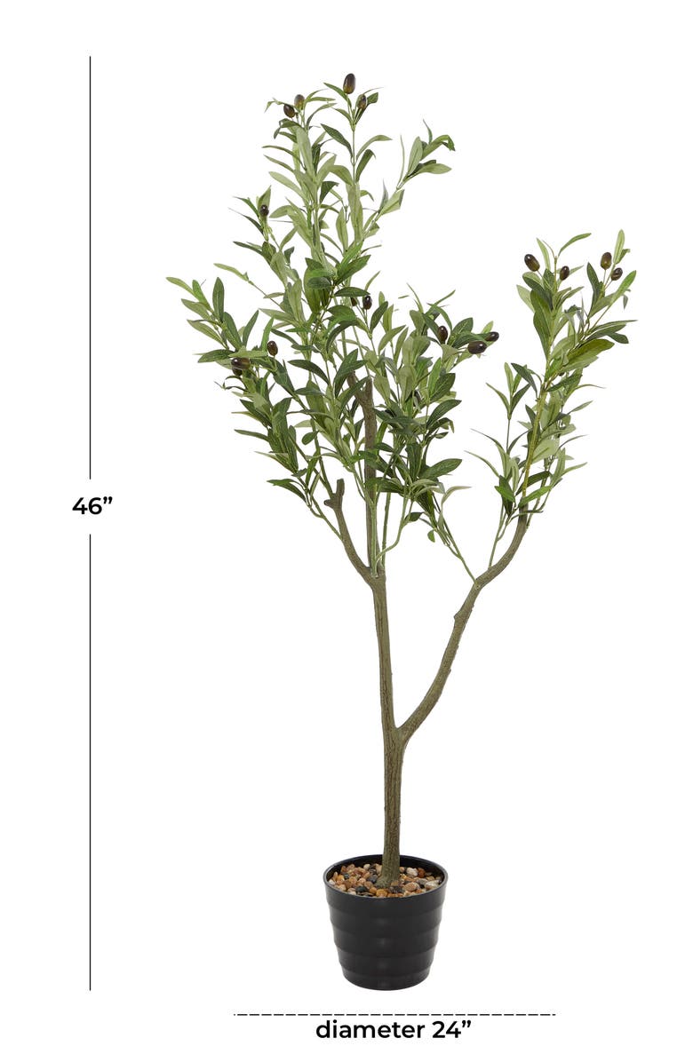 GINGER BIRCH STUDIO Green Faux Foliage Olive Artificial Tree with Black Melamine Pot, Alternate, color, Green