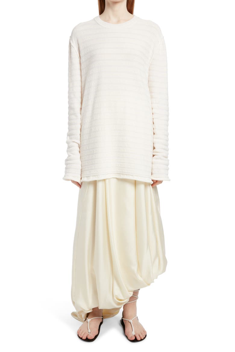 Hana Asymmetric Bubble Hem Silk Maxi Skirt, Alternate, color, IVORY