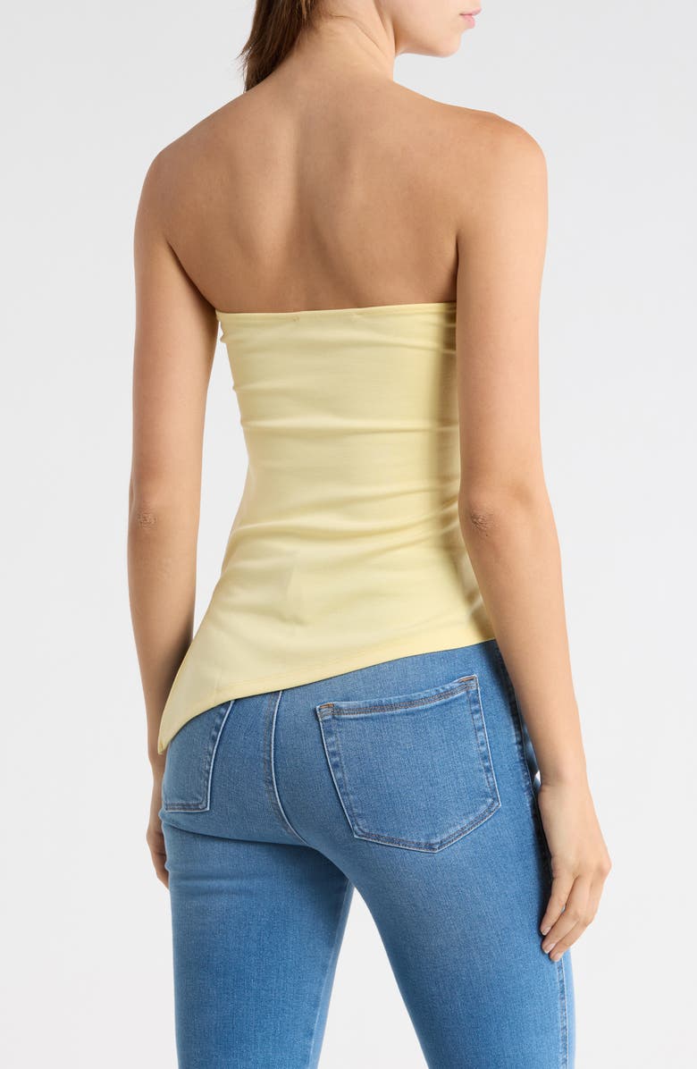 Madden Girl Asymmetric Side Ruched Split Hem Tube Top, Alternate, color, Pastel Yellow