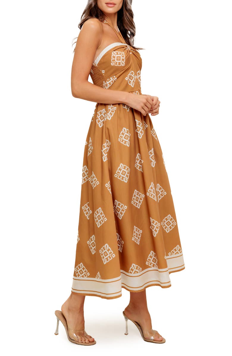 FLYING TOMATO Halter Neck Midi Dress, Alternate, color, Rust