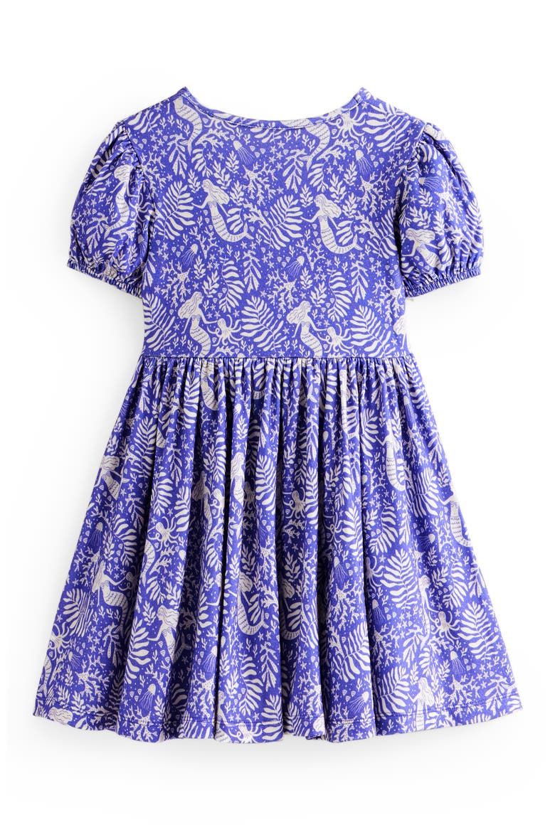 Kids' Mermaid Print Cotton Ballerina Dress, Alternate, color, SURF BLUE MERMAIDS