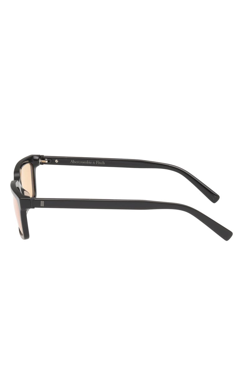 ABERCROMBIE & FITCH 54mm Rectangular Sunglasses, Alternate, color, Shiny Black / Amber Lens