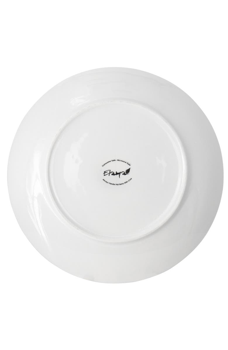 Elama Porcelain 12 Piece Large Round Dinner Plate Set, Alternate, color, White