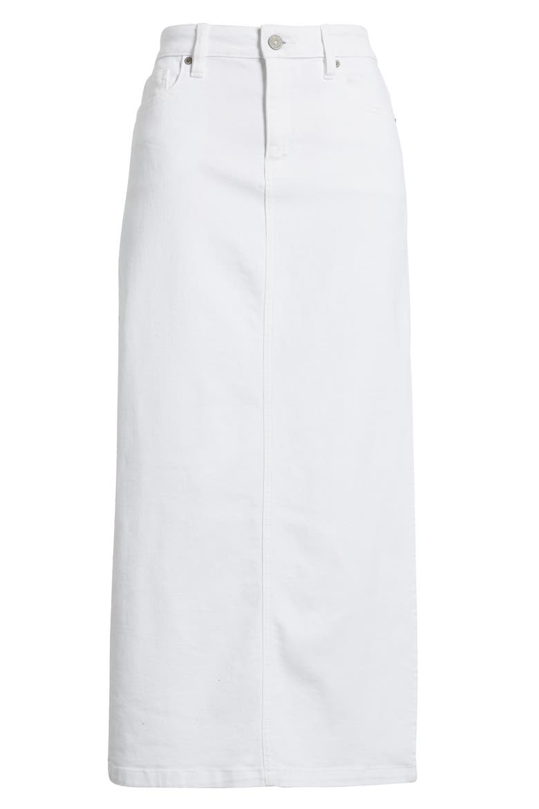 Side Slit Midi Denim Skirt, Alternate, color, WHITE