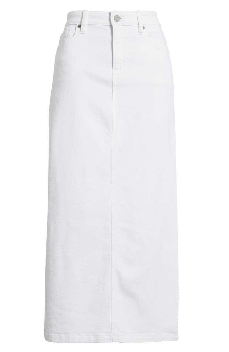 HIDDEN JEANS Side Slit Midi Denim Skirt, Alternate, color, White
