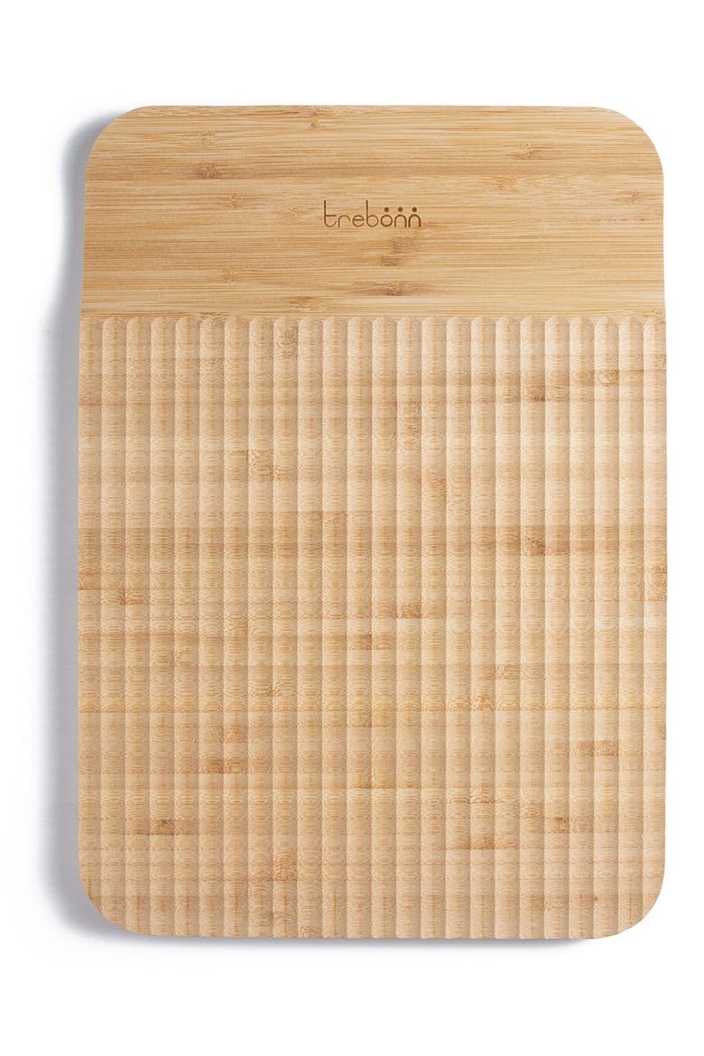 Wave Pattern Chop & Slide Medium Bamboo Chopping Board, Main, color, BLUE