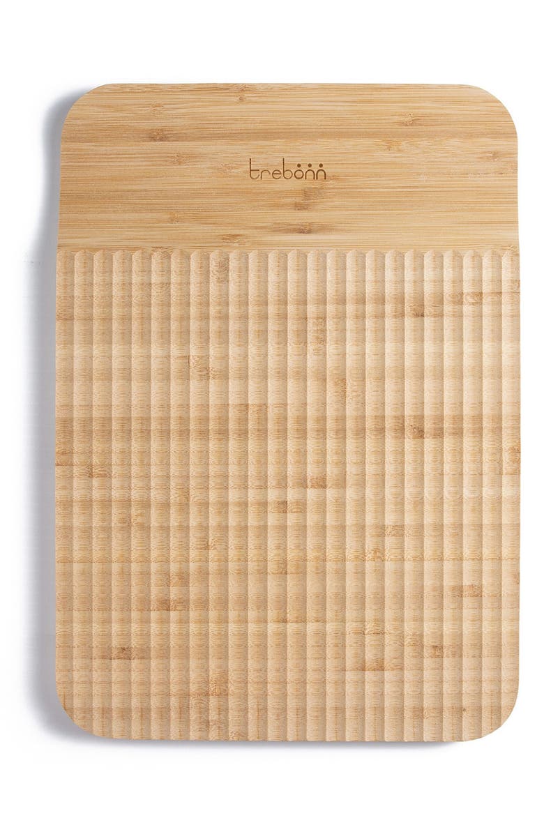 TREBONN Wave Pattern Chop & Slide Medium Bamboo Chopping Board, Main, color, Blue