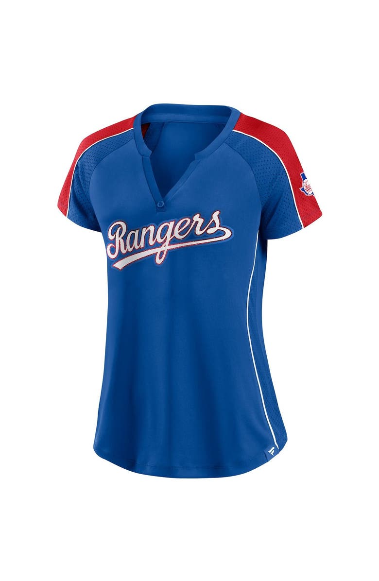 FANATICS Women's Fanatics Branded Royal/Red Texas Rangers True Classic League Diva Pinstripe Raglan V-Neck T-Shirt, Alternate, color,