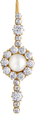 Mindi Mond Old Mine Cultured Pearl & Diamond Single Linear Drop Earring