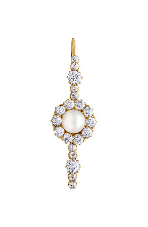 Mindi Mond Old Mine Cultured Pearl & Diamond Single Linear Drop Earring In Gold