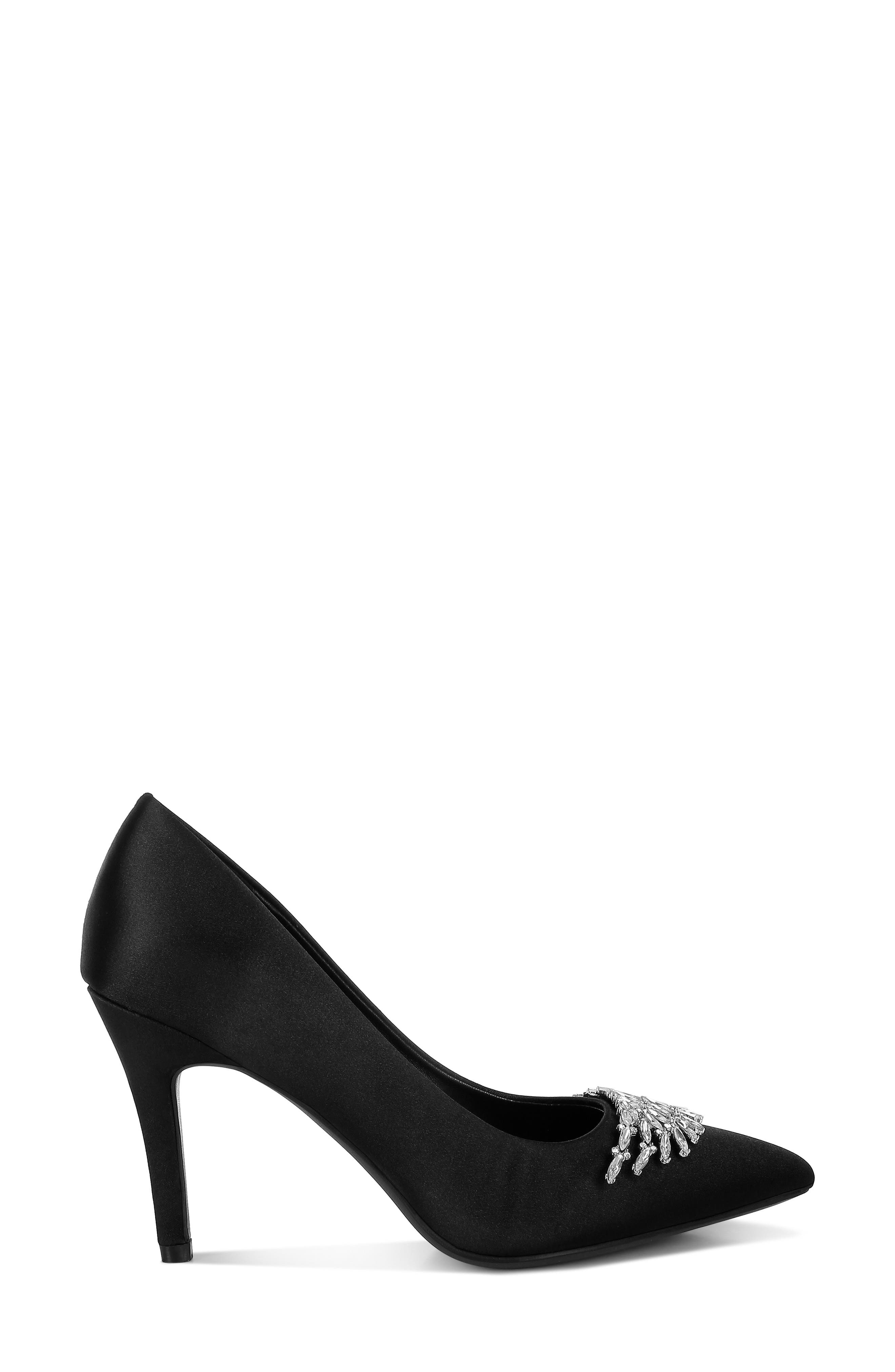 Rag & Co Rhodolia Diamente Brooch Pump, Alternate, color, Black