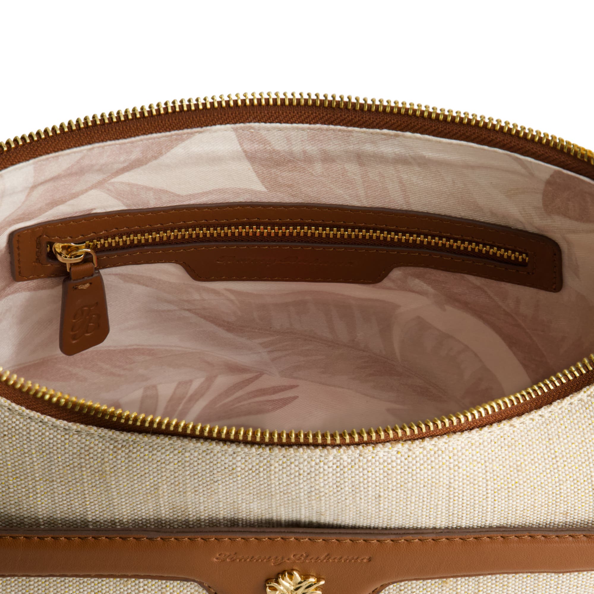 Tommy Bahama Lurex Linen Zip-Top Hobo, Alternate, color, Natural