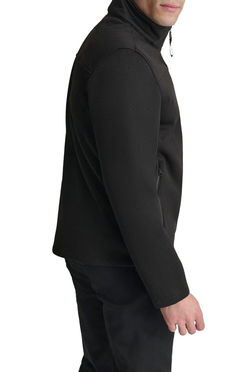 DKNY Sweater Knit Fleece Jacket, Alternate, color, Black