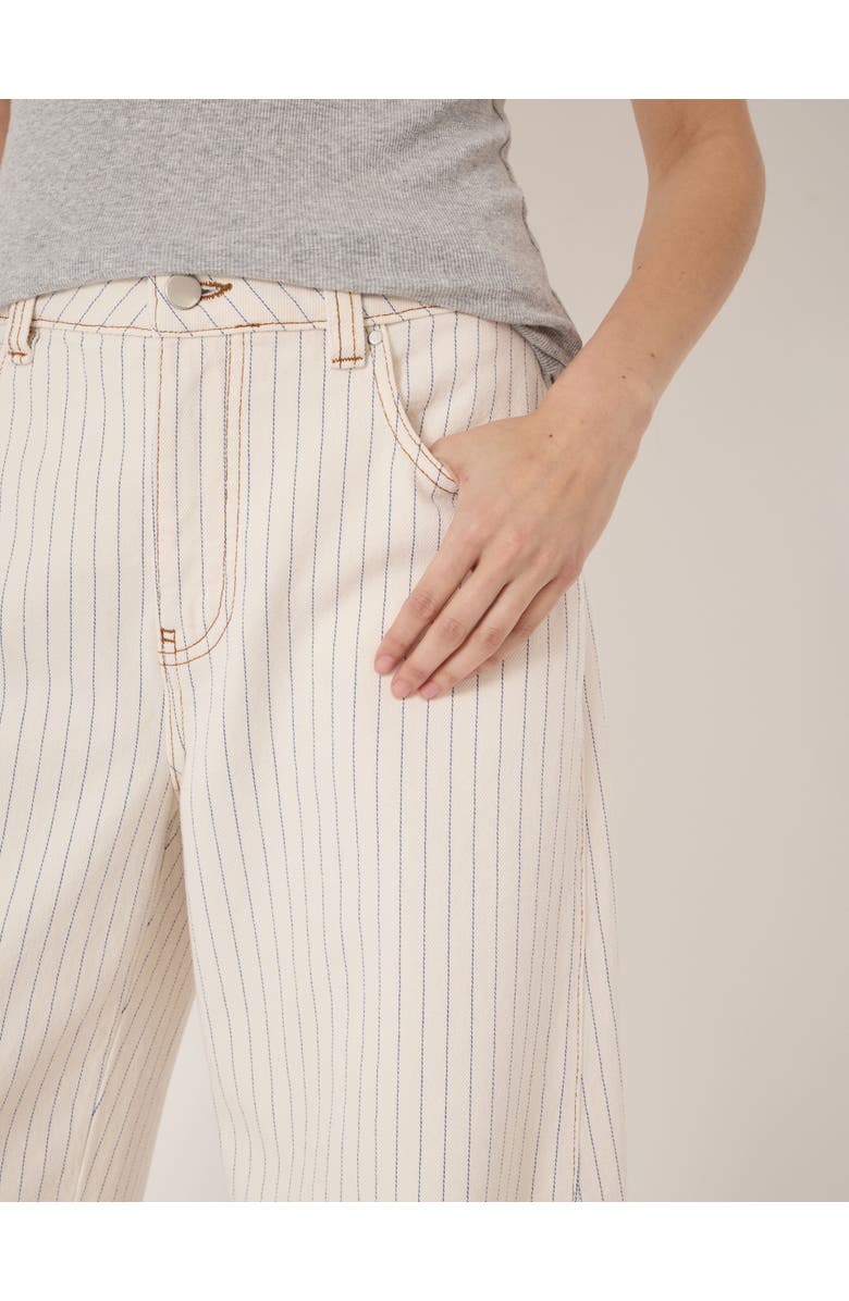 Hush Bree Stripe Horseshoe Barrel Leg Jeans, Alternate, color, White