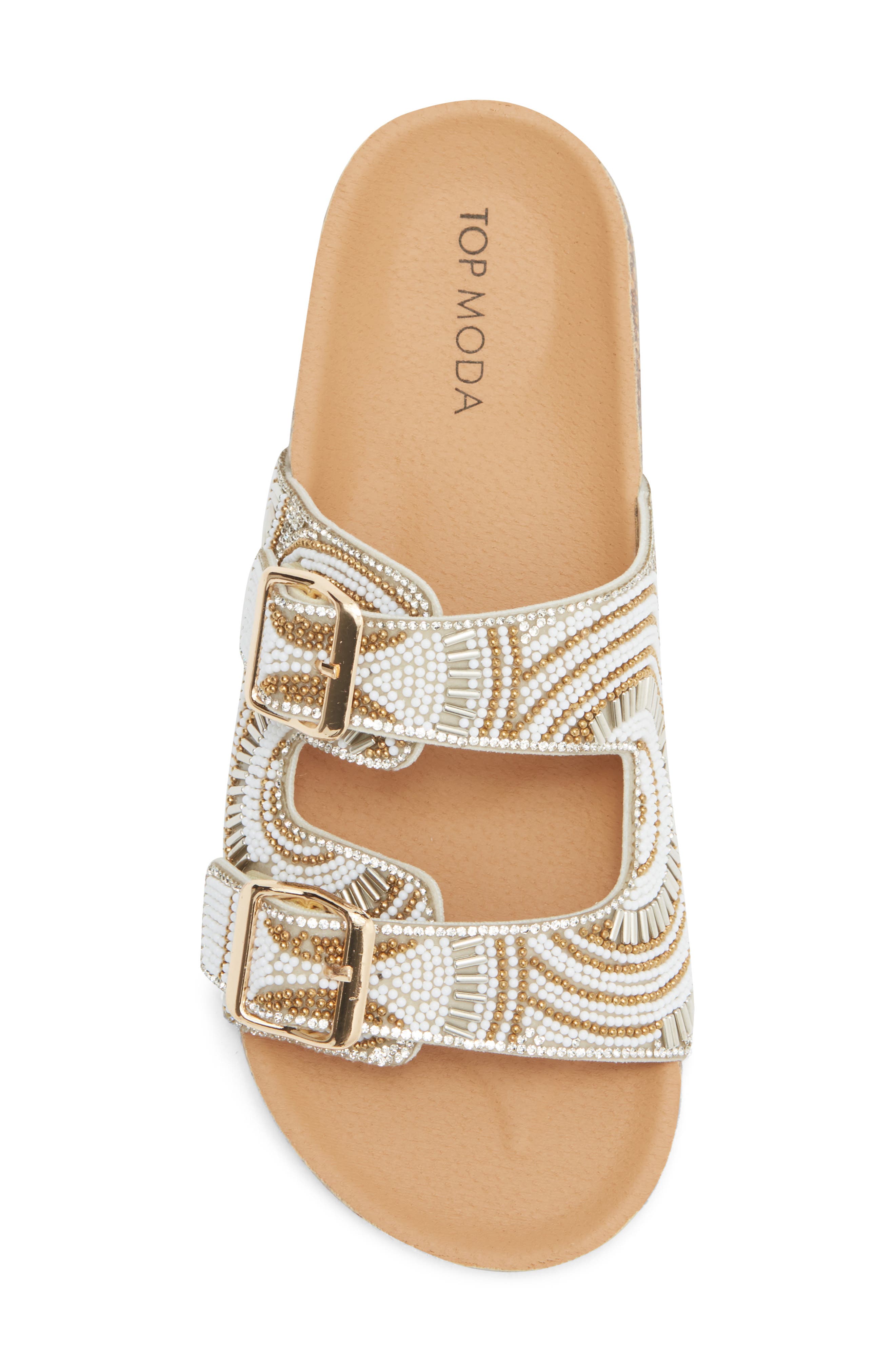 TOP MODA Spring Slide Sandal, Alternate, color, Gold Bead