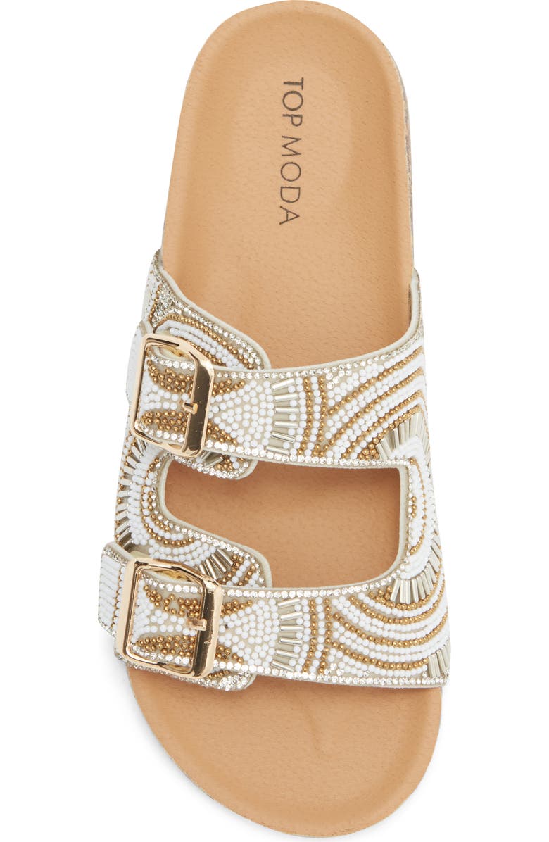 TOP MODA Spring Slide Sandal, Alternate, color, Gold Bead