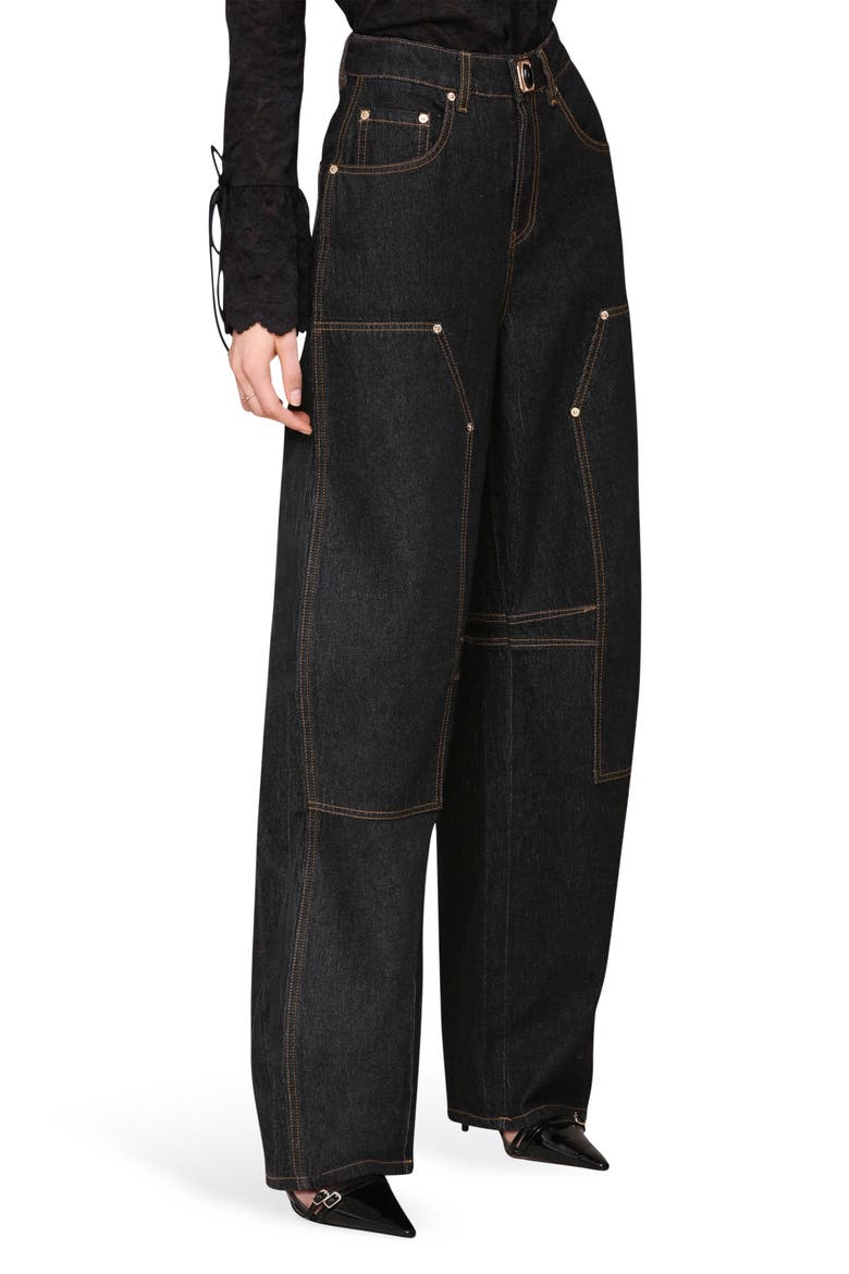 Barre Barrel Hem Jeans, Alternate, color, EBONY RINSE