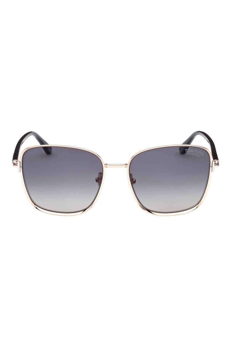 Fern 57mm Polarized Square Sunglasses, Main, color, ROSE GOLD/SMOKE POLARIZED