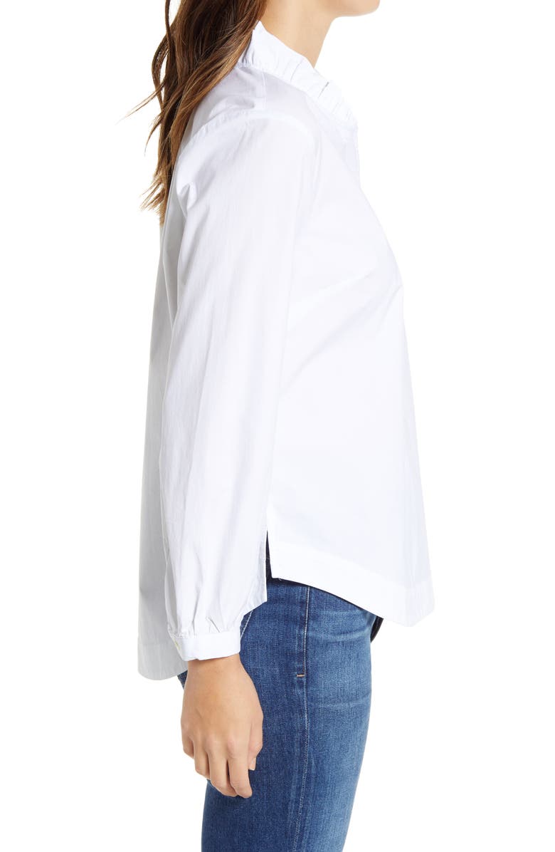 vineyard vines Ruffle Neck Stretch Cotton Popover Blouse, Alternate, color,