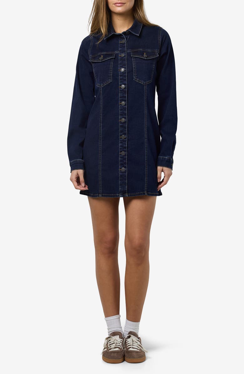 Noisy may Mine Long Sleeve Slim Denim Shirtdress, Main, color, Dark Blue Denim